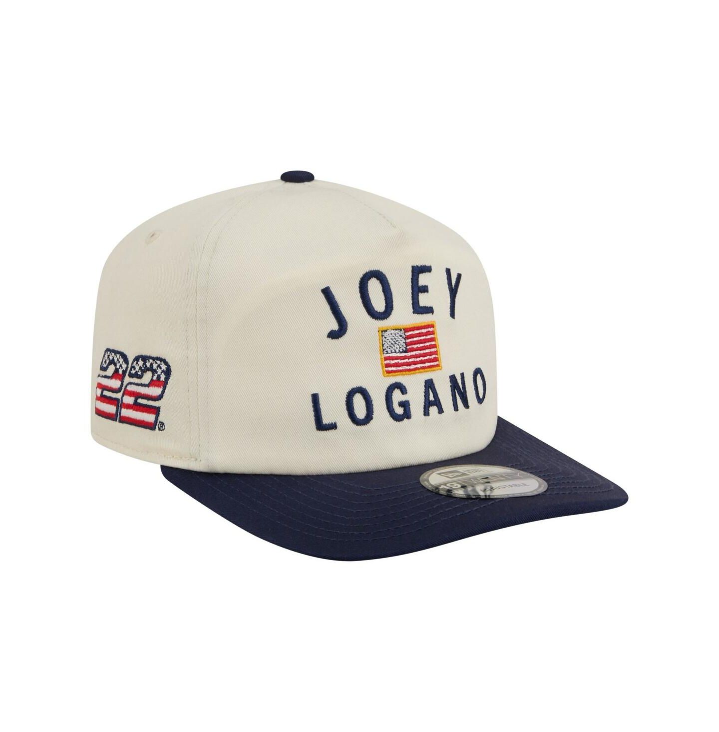 Мужская кепка New Era Cream/Navy Joey Logano Flag 19TWENTY Adjustable Hat — фото 1