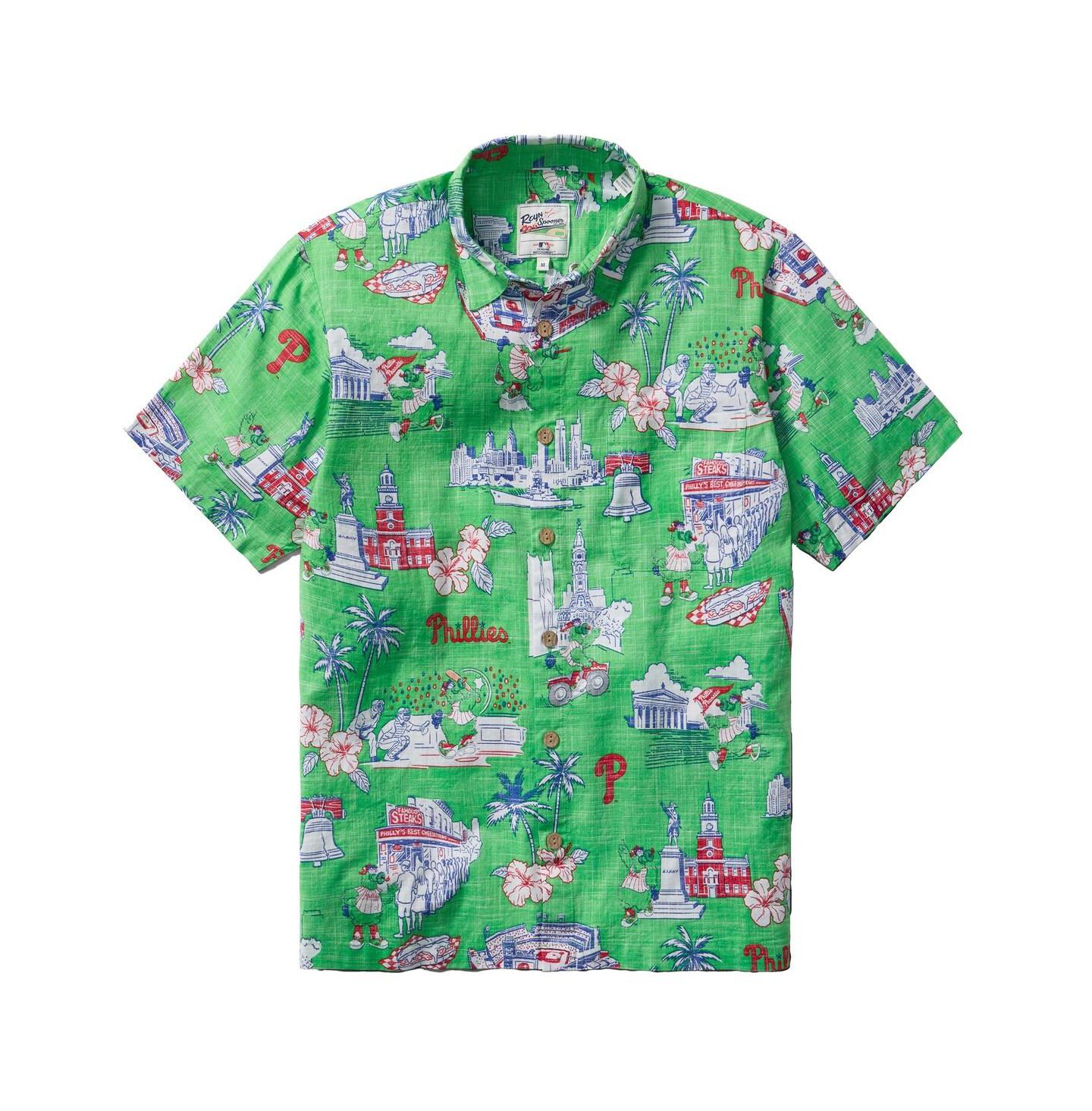 Мужская рубашка Reyn Spooner Green Philadelphia Phillies Scenic Tri-Blend Button-Down — фото 1