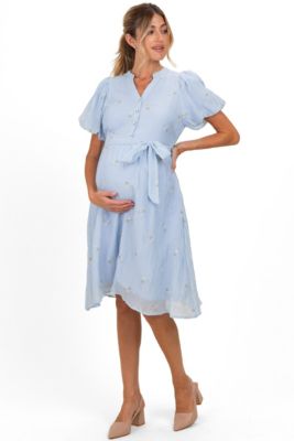 embroidered maternity dress Elegant Embroidery Butterfly Maternity Dress for Photo Shoot Detachable Sleeves Maxi Woman Baby Shower Dress YW220420 18W / Picture Color main image 0