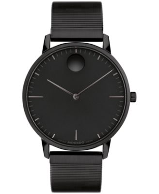 Unisex Movado Face Swiss Quartz Ionic Plated Black Steel Watch 41mm