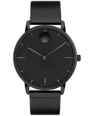 Movado Unisex Movado Face Swiss Quartz Ionic Plated Black Steel