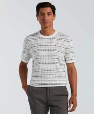 Men's Jacquard Multicolor Short-Sleeve Geometric Print Sweater