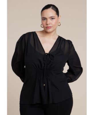 Women's Smocked Sheer Blouse