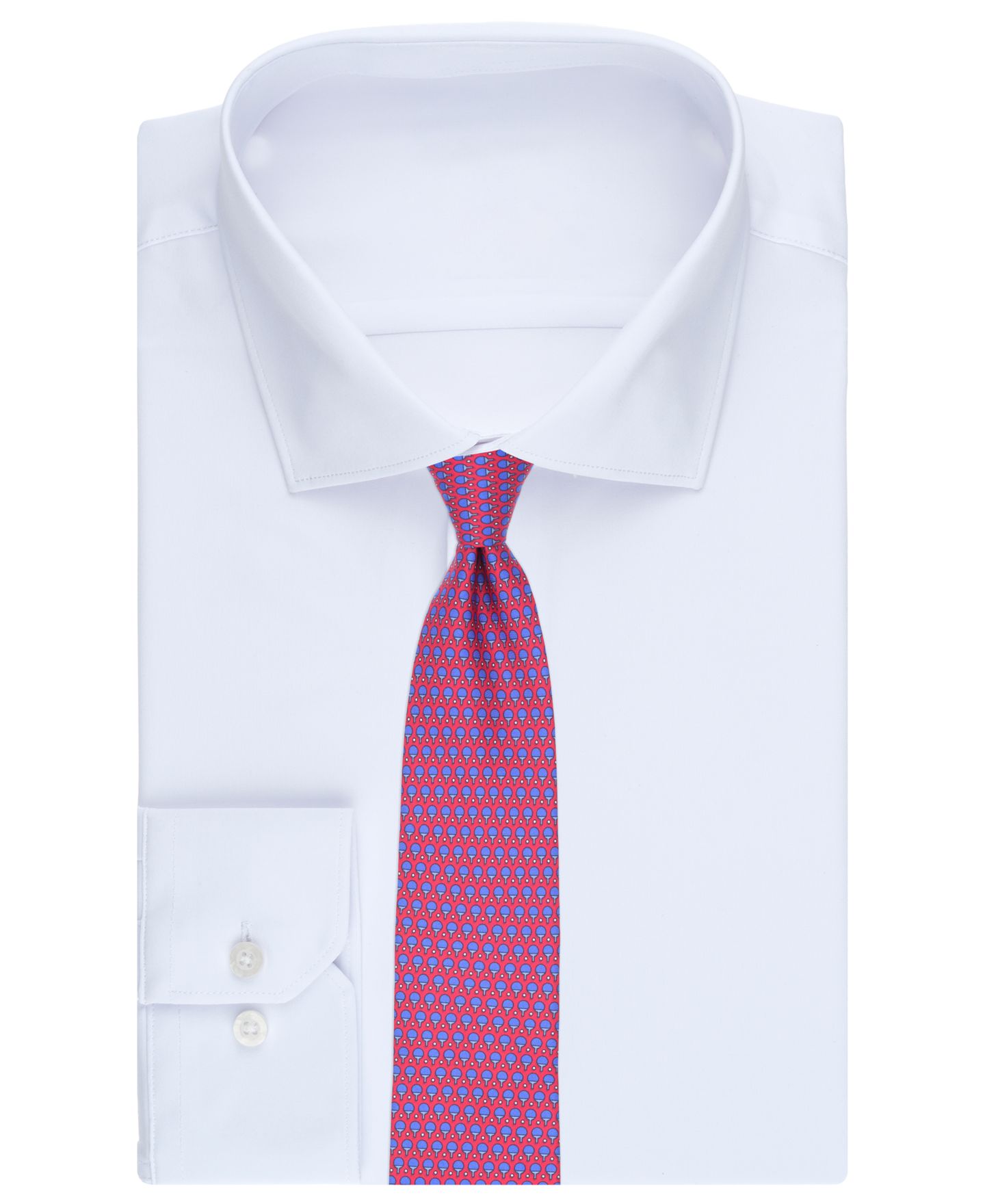 Мужской галстук Club Room Racket Classic Neat Pattern Silk Tie, цвет: Красный — фото 3