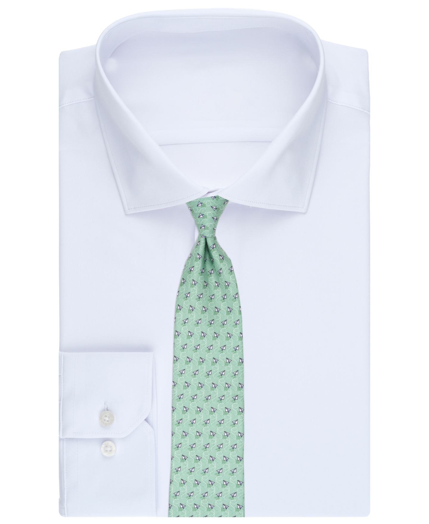 Мужской галстук Club Room Paper Plane Classic Silk Tie, цвет: Зелёный — фото 3