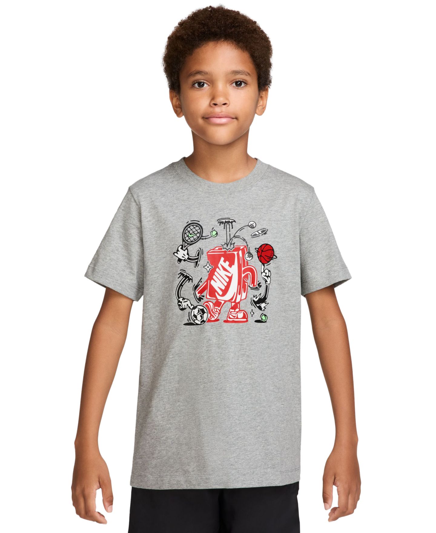 Футболка Nike Boys' 8-18 Sportswear Short-Sleeve T-Shirt, цвет: Тёмный серый меланжевый — фото 1