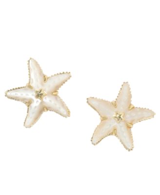 Imitation Pearl Parker Starfish Stud Earrings