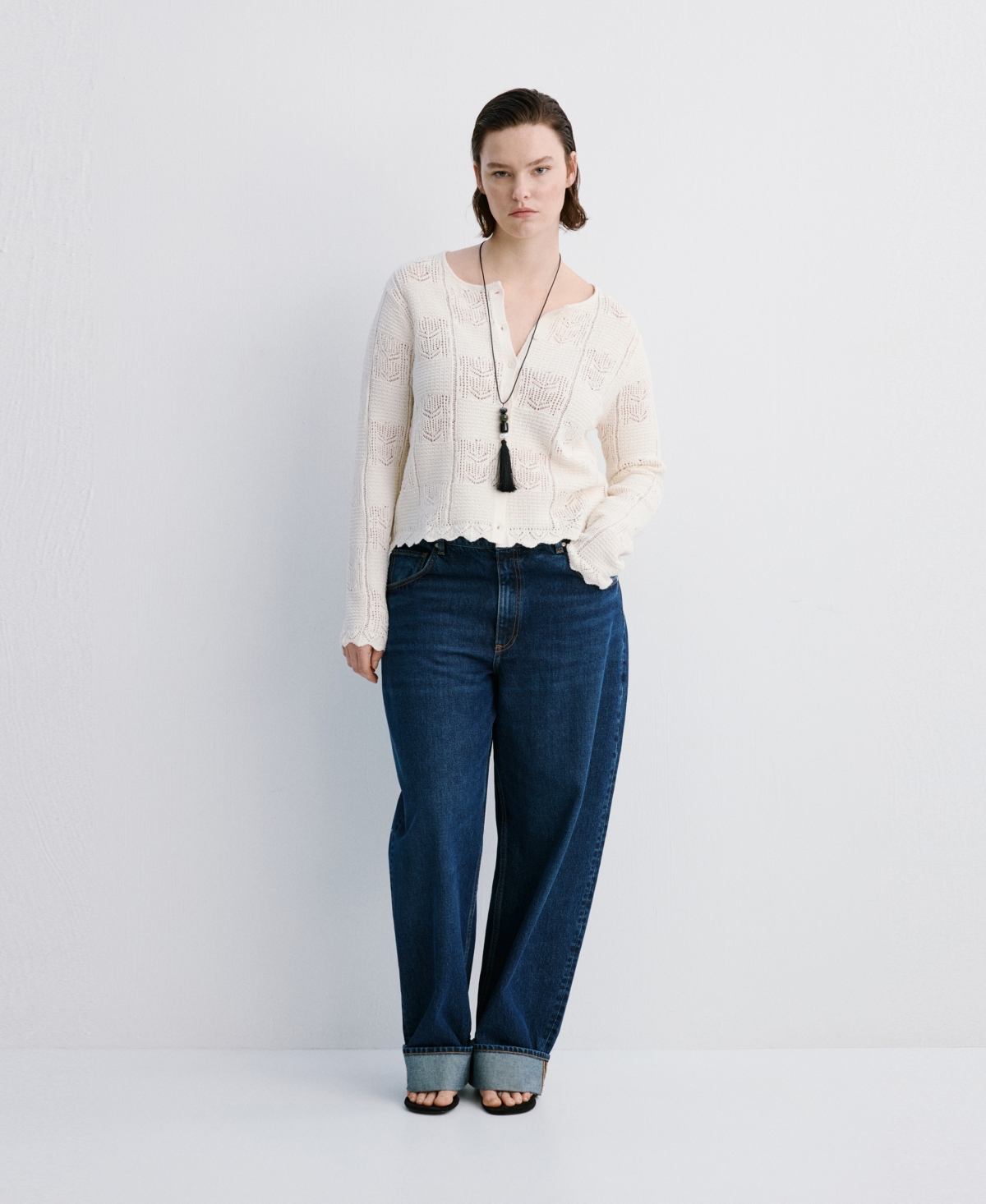 Mango Women's Openwork Detail Knit Cardigan