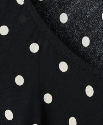 mango polka dot dress long sleeve Polka-dot shirt dress with knot detail - Women