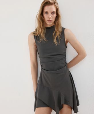 Women's Ruffled Hem Short Ruched Dress