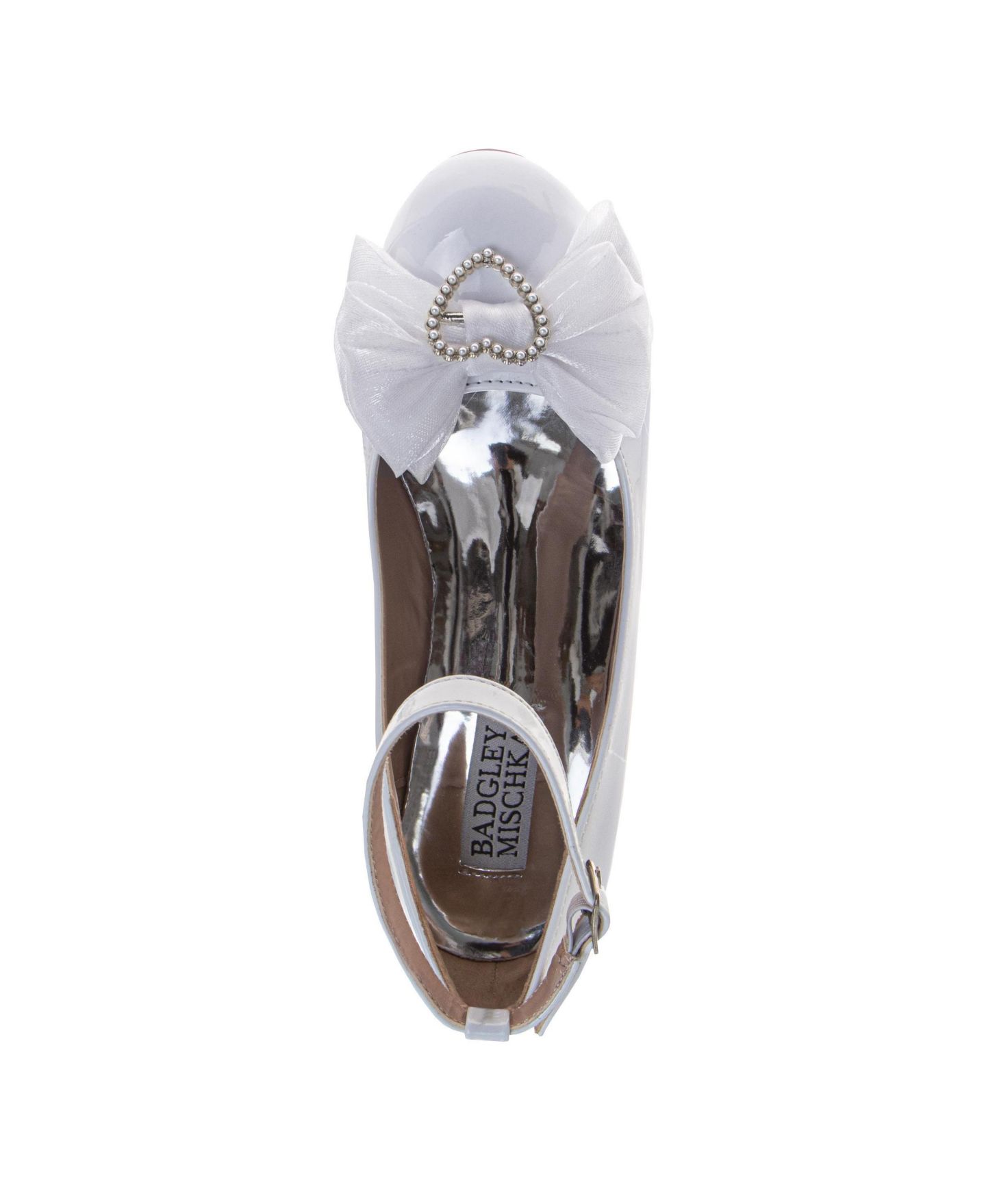 Туфли Badgley Mischka Double Ankle Strap Dress Shoes. для девочек, цвет: Белый лаковый — фото 7