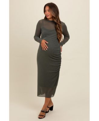 knee length dresses for ladies Lavender Floral Strapless Ruched Midi Maternity Dress – PinkBlush main image 1