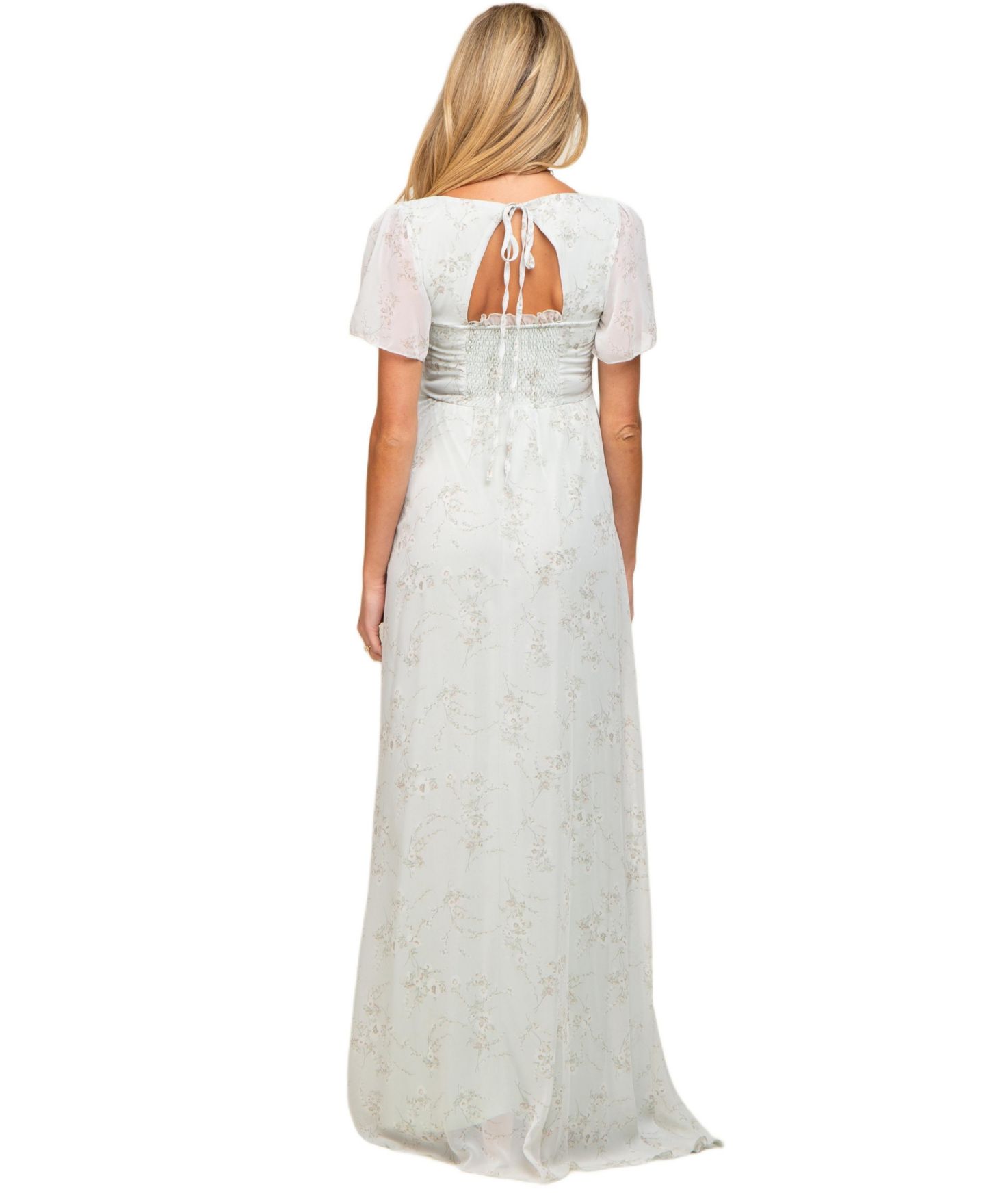 Женское платье Pinkblush Floral Smocked Chiffon Maxi, цвет: Мятный зелёный — фото 3
