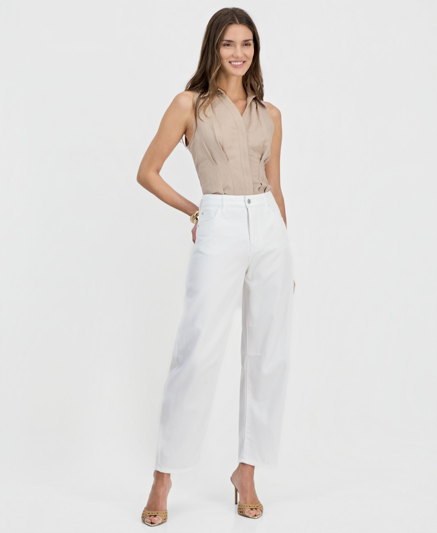 Women's Mid-Rise Barrel-Leg Ankle Jeans