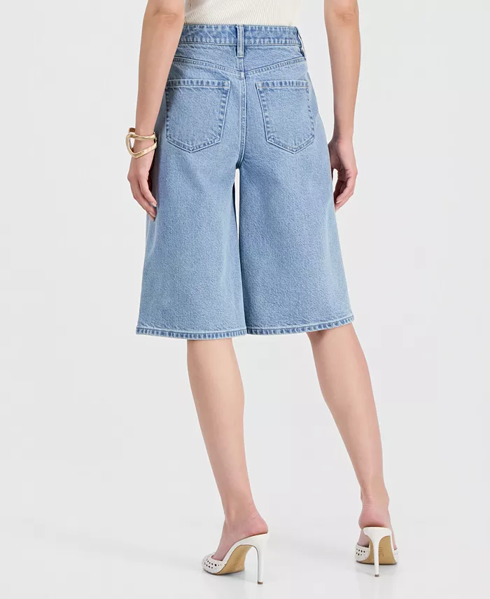 Women's High Rise Long Denim Shorts - thumbnail 4