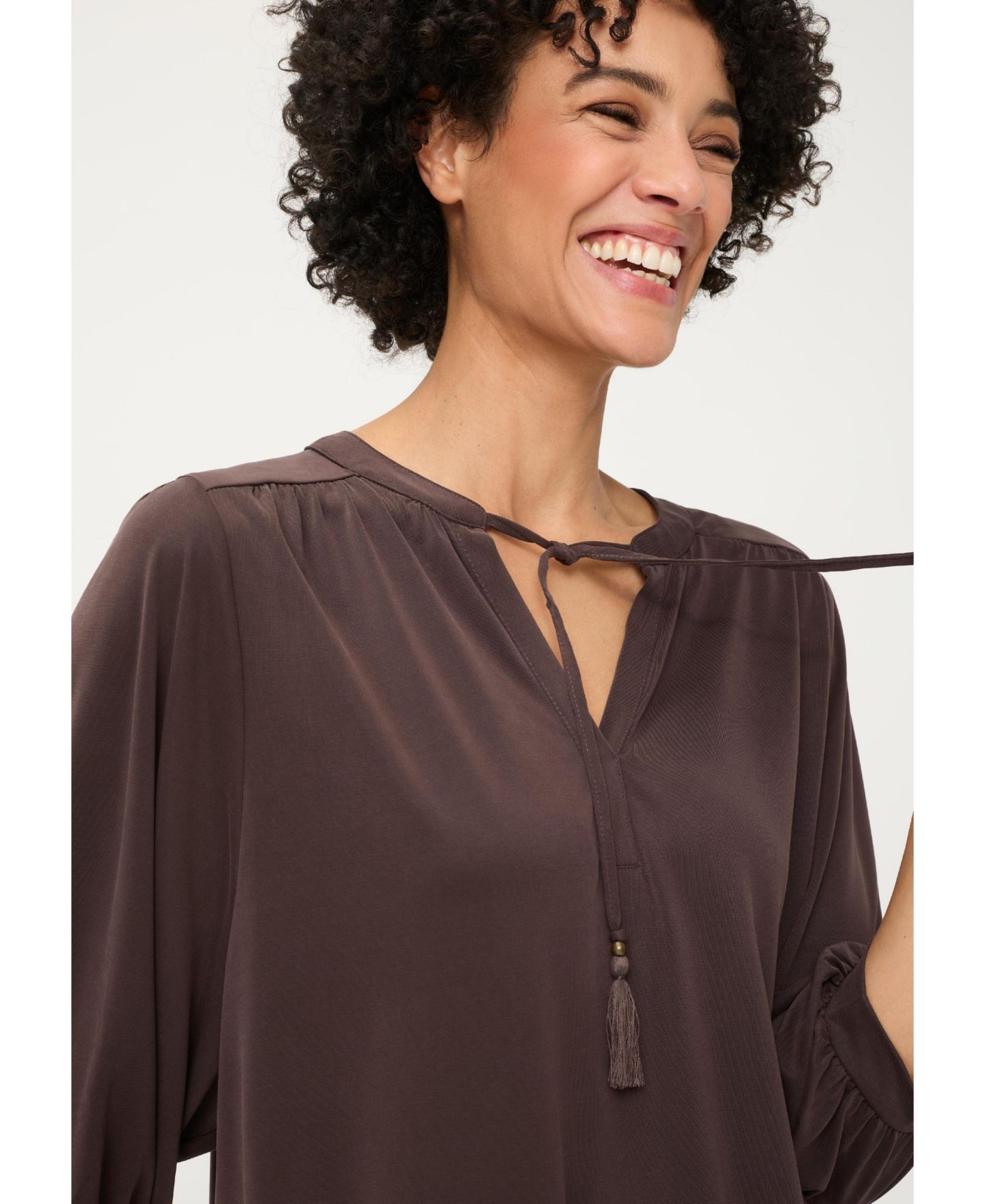Женская футболка Olsen Solid Tunic, цвет: Тёмный коричневый — фото 5