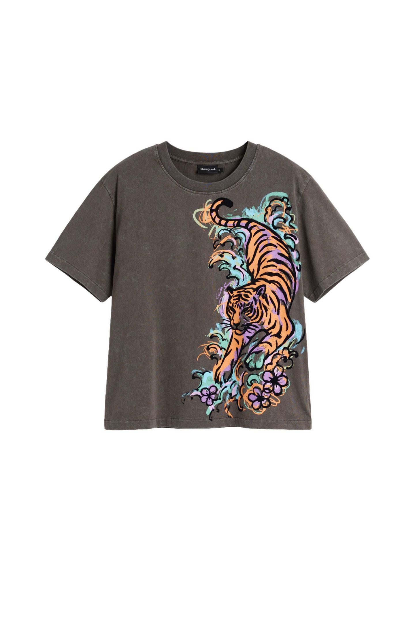 Женская футболка Desigual Tiger T-Shirt 100% Cotton, цвет: Чёрный — фото 5