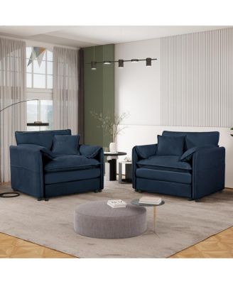  Oversized Chenille Accent Chair Set of 2, Comfy Single Sofa Chair, Modern Armchair