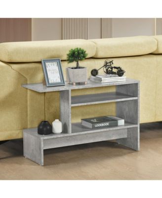 Modern Sofa Table with Open Shelving, 32" Slim Wood Accent Table with Storage Shelf for Living Room, Entryway, or Bedroom
