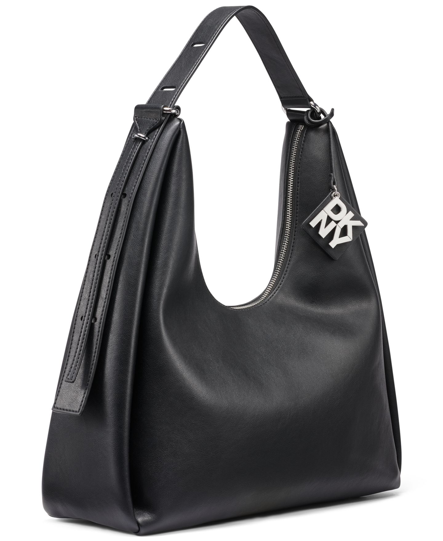 Женская сумка DKNY Elicia Large Hobo Handbag, цвет: Чёрный / Серебряный — фото 3