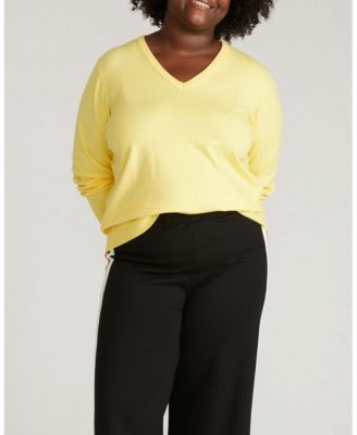 Plus Size Savvy Fine Knit V Sweater