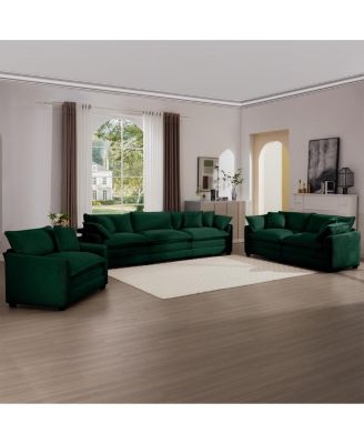 Corduroy 3-Piece Oversized Sectional Sofa with 2-Seater and 3-Seater