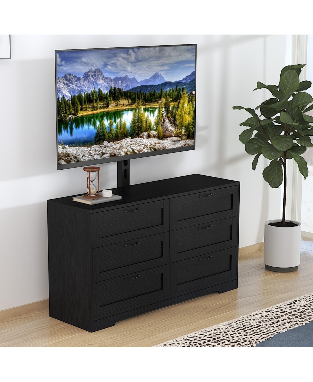 gaomon 47.2 Tv Stand with Mount for TVs 32-85", Media Console with 6 Drawers and Adjustable Height Bracket