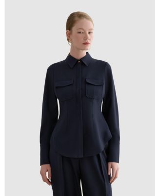 Women's Dannie Cinched-Waist Collard Shirt