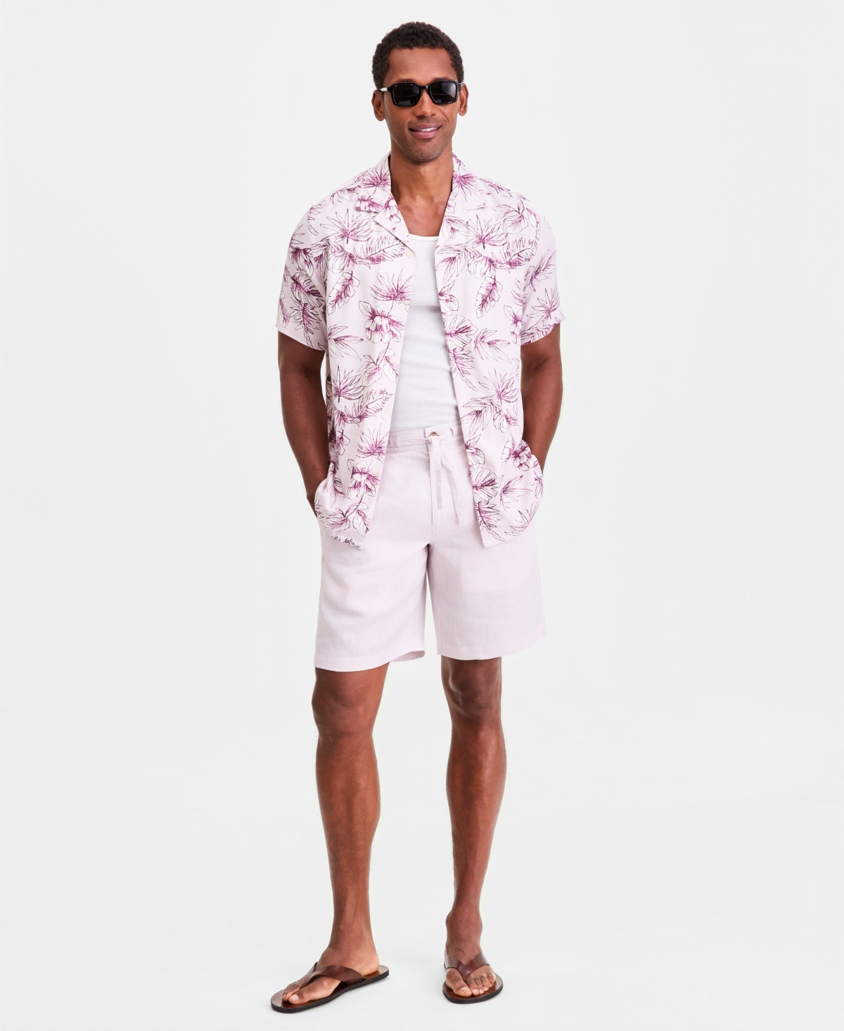 Club Room Men's Petal Paisley Silk Blend Short Sleeve Shirt, Macy's Exclusive - Print