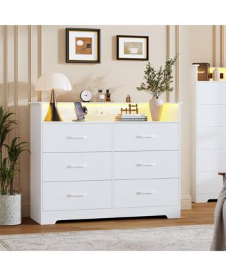 6-Drawer Wooden Dresser, Modern Closet Storage Cabinet for Bedroom, Living Room