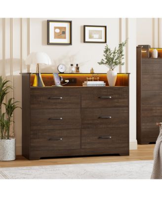 6-Drawer Wooden Dresser, Modern Closet Storage Cabinet for Bedroom, Living Room