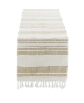 Coastal Sands Stripe Cotton Jute Table Runner, 14" x 72"