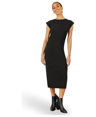 Women's Knitted Ruched Midi Dress