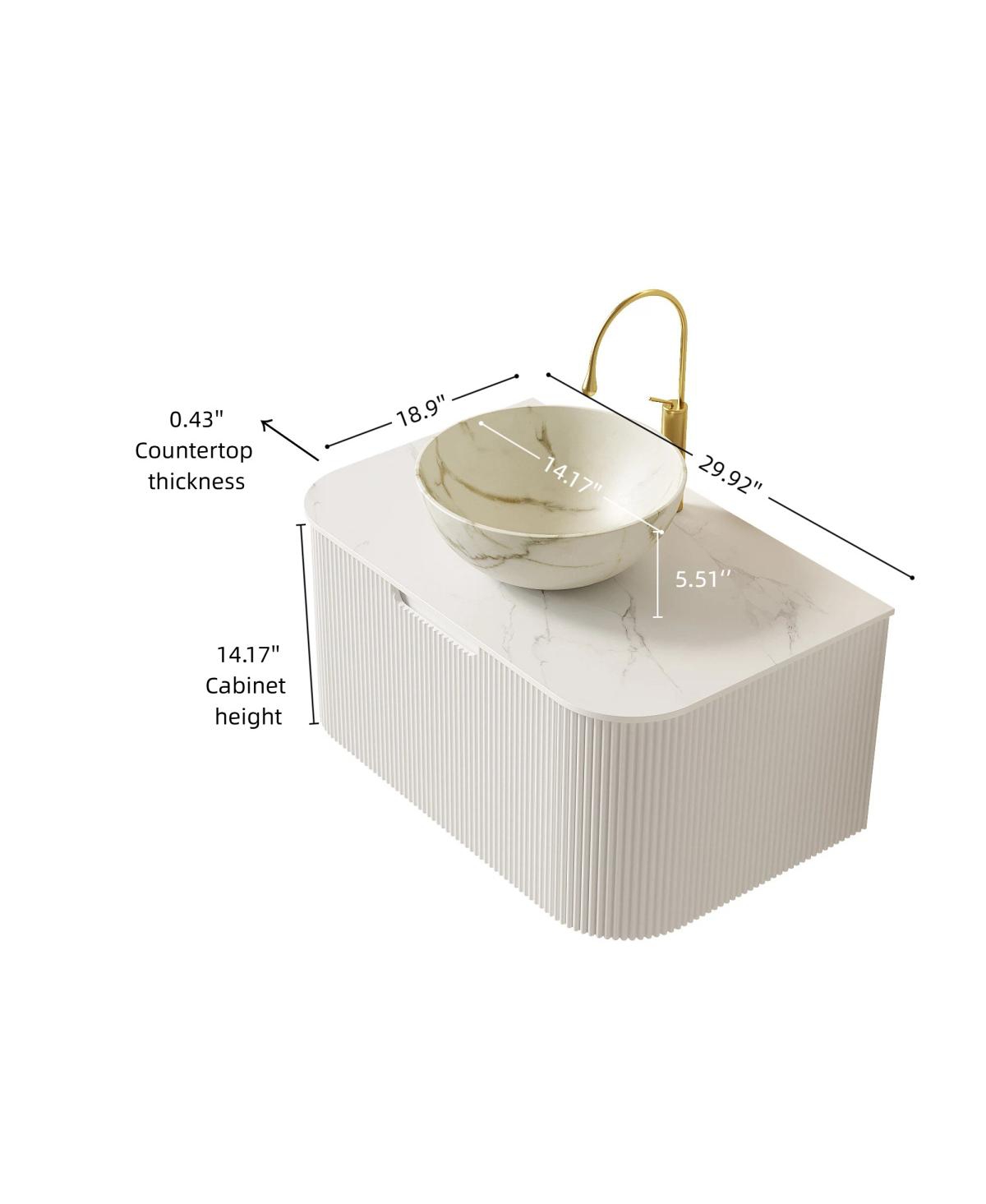 Sillysis Wall Mounted Bathroom Vanity, Matte Bowl Ceramic Basin, Sintered Stone Top