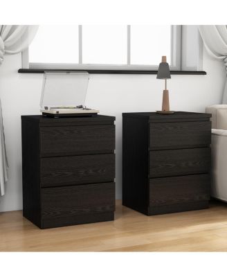 2pieces 19.7 inches 3-Drawer Nightstand Set, Handle-Free