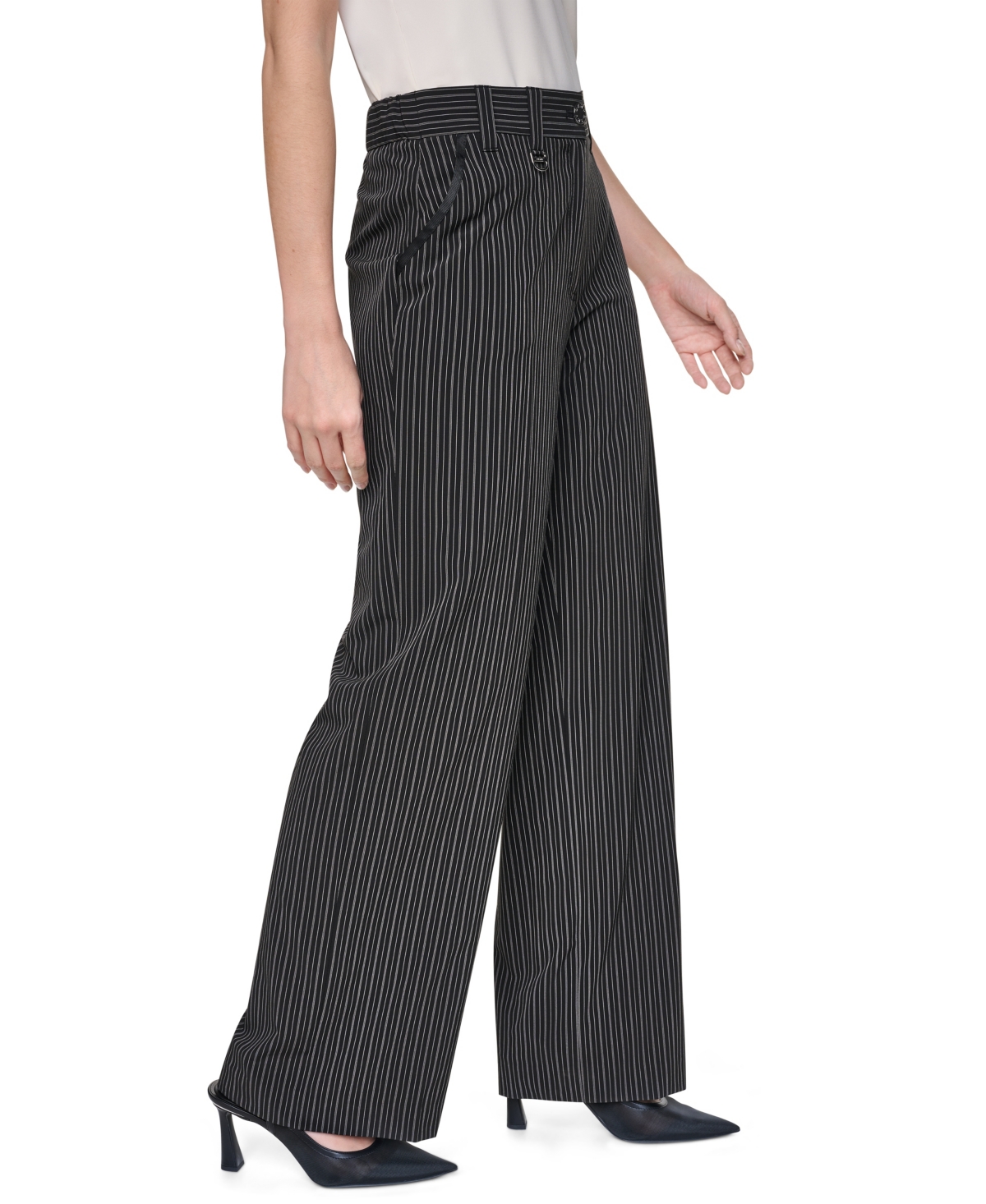 Dkny Women's Every Day Stretch Pleated Wide-Leg Trousers