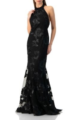 Women's Halter Floral Lace Mermaid Gown