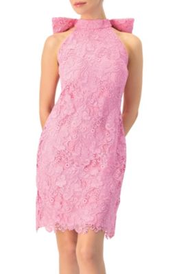 Women's Lace Halter Bow Mini Dress