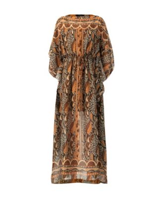 long sleeve boho maxi dresses Boho Maxi Dress, Gown, Vacation in Pink and Saffron – Wild Rose Boho main image 0
