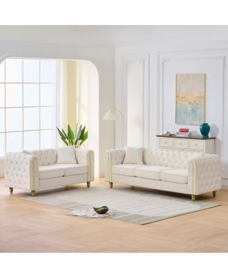  3+2 Velvet Sofa with Gold Legs