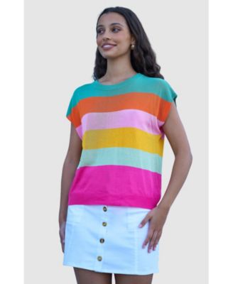Women's Block Stripe Relaxed Knitted Top