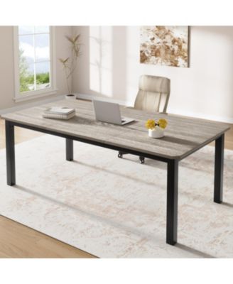 Rectangular Dining Table for 6 to 8 with Metal Frame, Large Kitchen and Dining Room Table