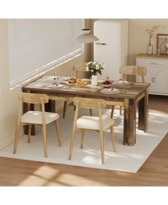 Farmhouse Dining Table for 4 to 6, 63.0 x 31.0 in Rectangular Kitchen Table