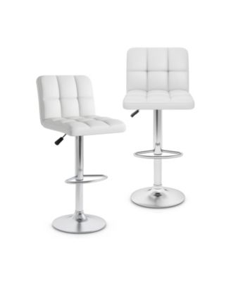 Modern Bar Stools Set of Two with Back and Metal Base