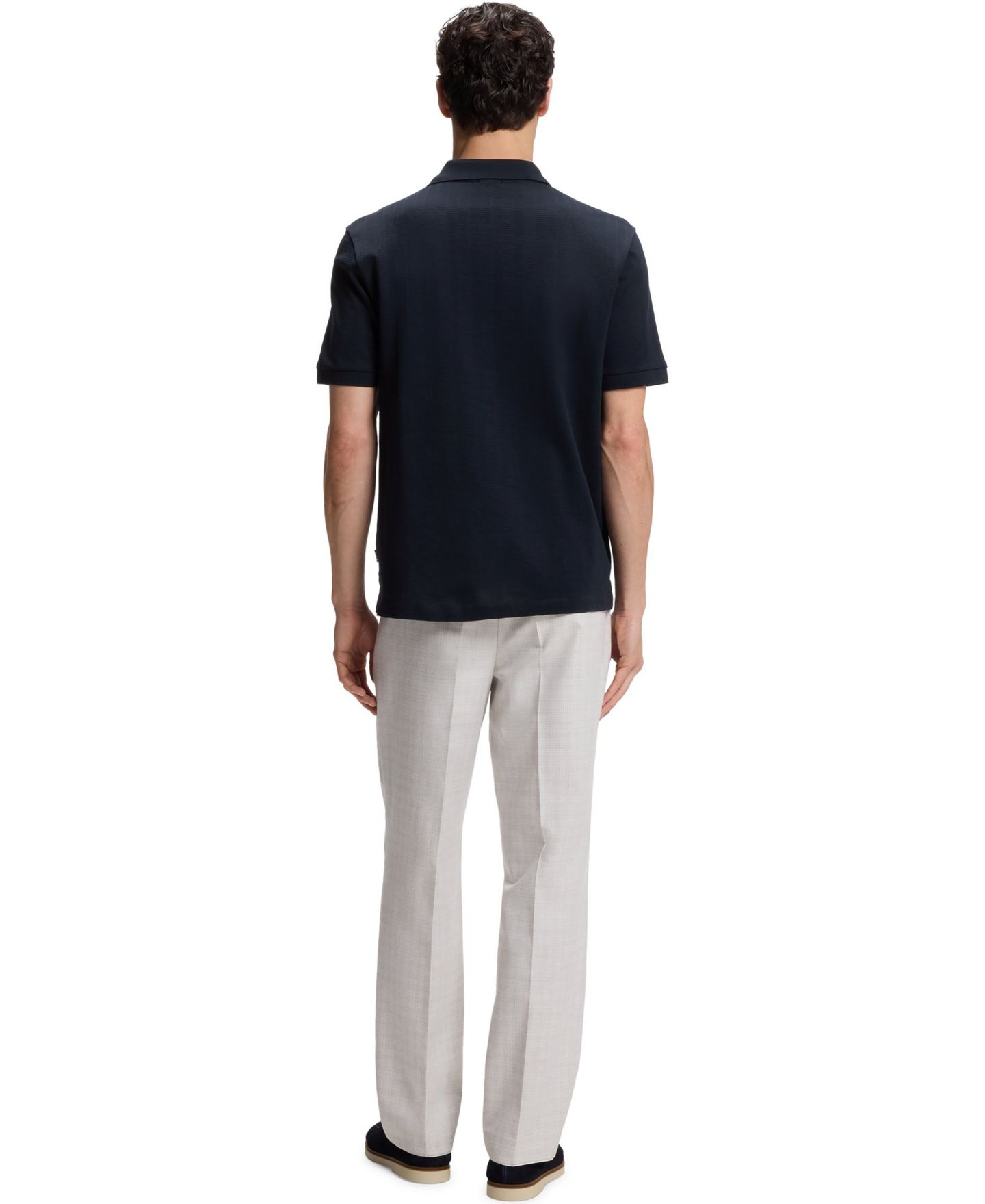 Мужское поло Hugo Boss Cotton-Jacquard Regular-Fit Polo Shirt, цвет: Тёмный синий — фото 3