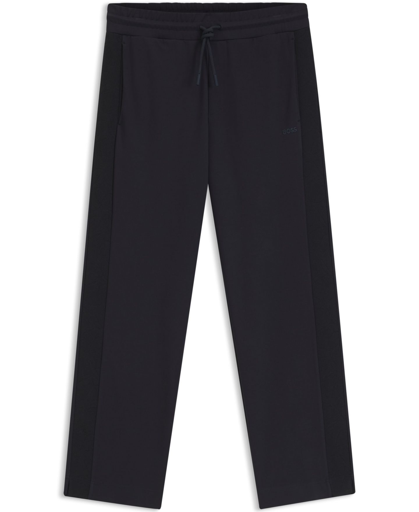 Мужские брюки Hugo Boss Regular-Fit Jacquard Tape Jersey Pants, цвет: Тёмный синий — фото 2