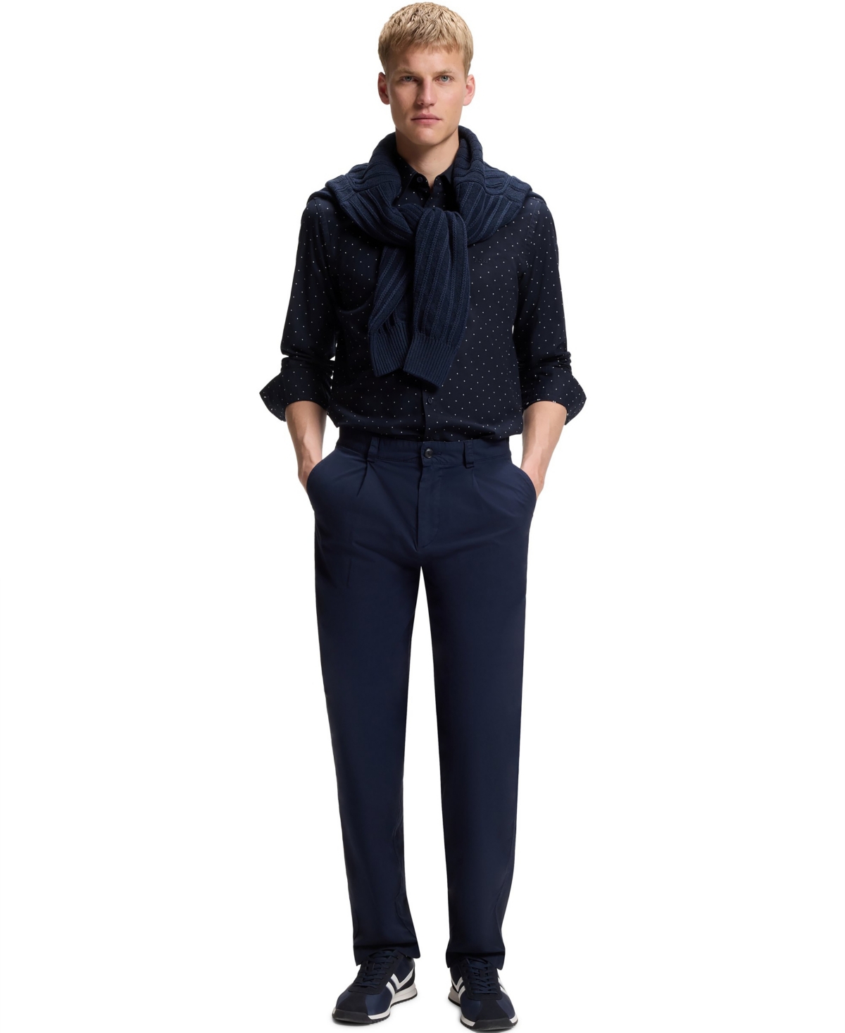 Boss by Hugo Men's Stretch-Cotton Dobby Regular-Fit Dress Shirt