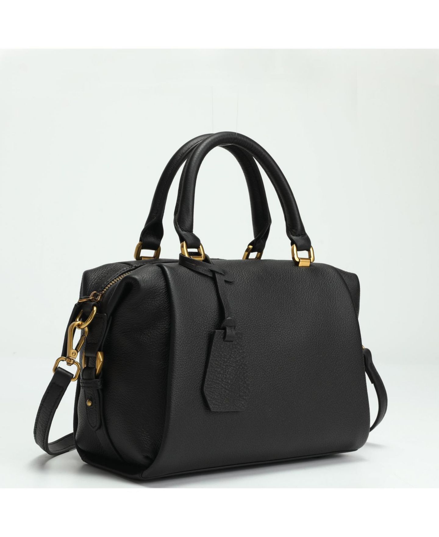 Женская сумка SUSU Pebbled Leather Top Handle Satchel Structured Crossbody Purse Handbag, цвет: Чёрный / Оникс чёрный — фото 4