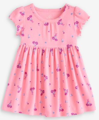 Baby Girls' 0M-24M Short-Sleeve Floral-Print Rib Dress