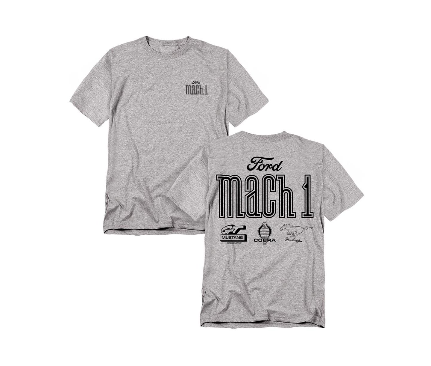 Мужская футболка Mustang Ford Mach 1 Logos Front Back, цвет: Меланжевый — фото 2